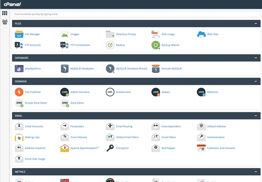 cPanel tools overview